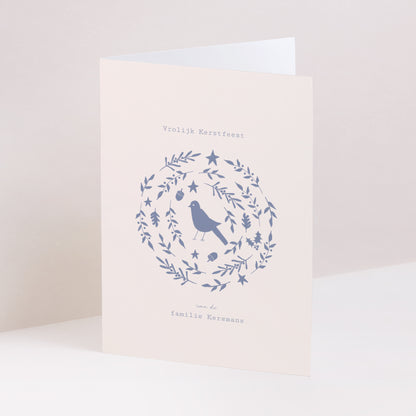 Kerstkaart Eindejaar Portret dubbele vouw blue christmas circulaire compositie foto N° 1