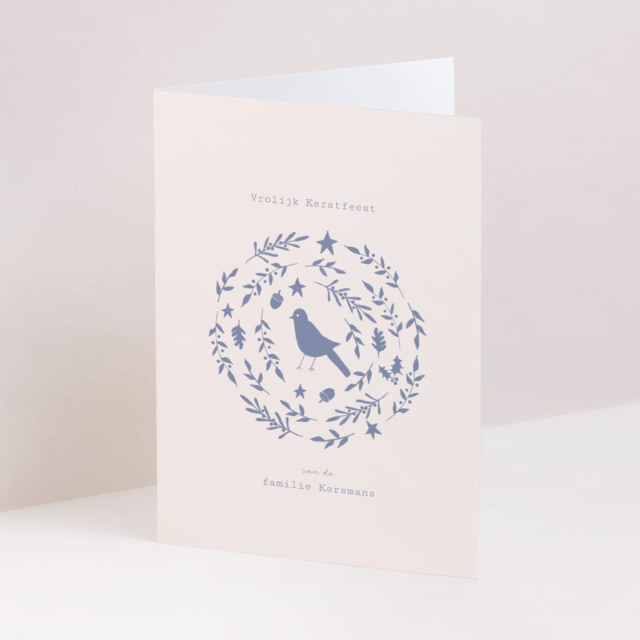 Kerstkaart Eindejaar Portret dubbele vouw blue christmas circulaire compositie foto