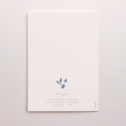 Kerstkaart Eindejaar Portret dubbele vouw blue christmas circulaire compositie foto N° 3