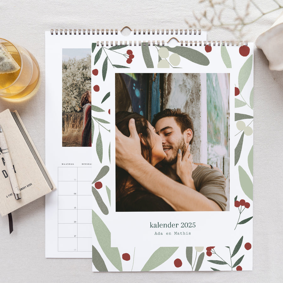 Kalender Eindejaar Muraal A3 kerstmotief, groene tinten foto