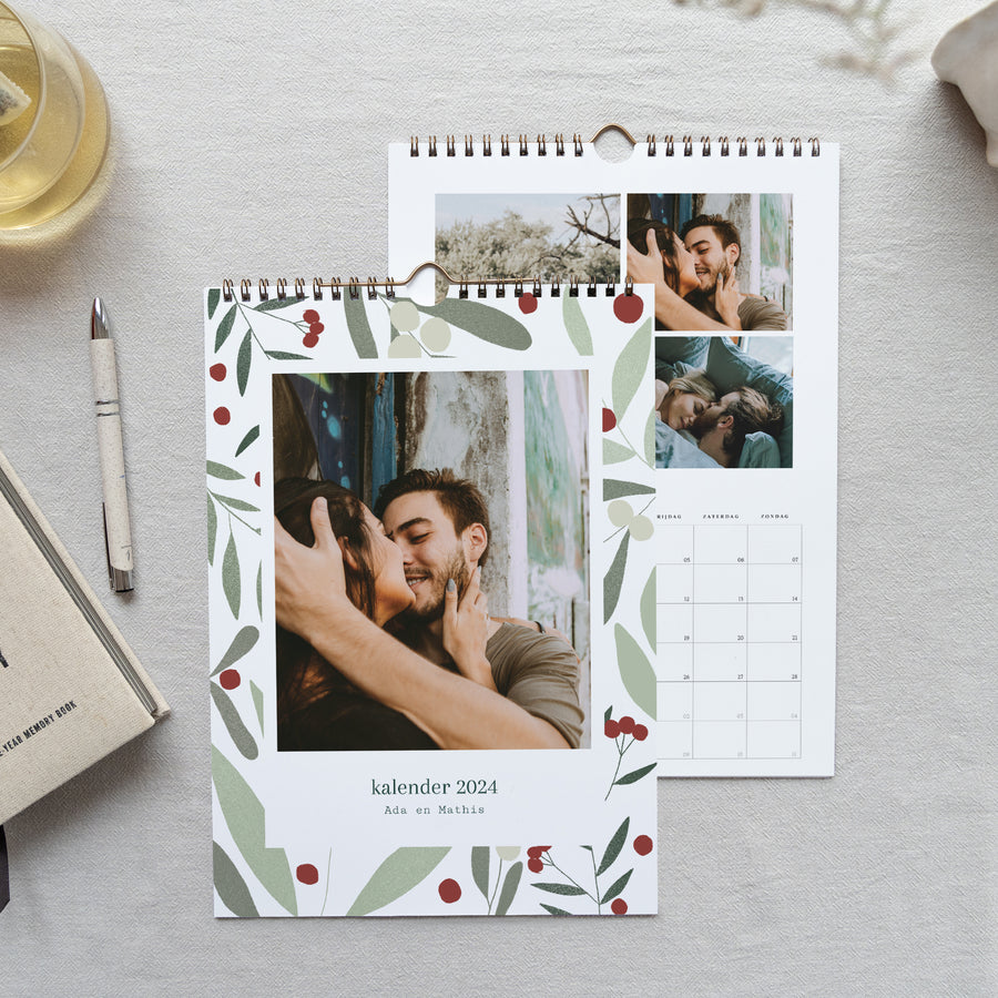 Kalender Eindejaar Muurschildering A4 kerstmotief, groene tinten foto