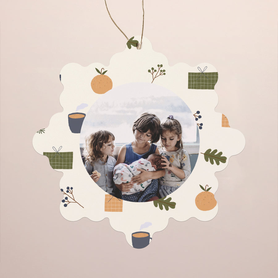 Kerstkaart Eindejaar Sneeuwvlok om op te hangen Kerstgeest II foto