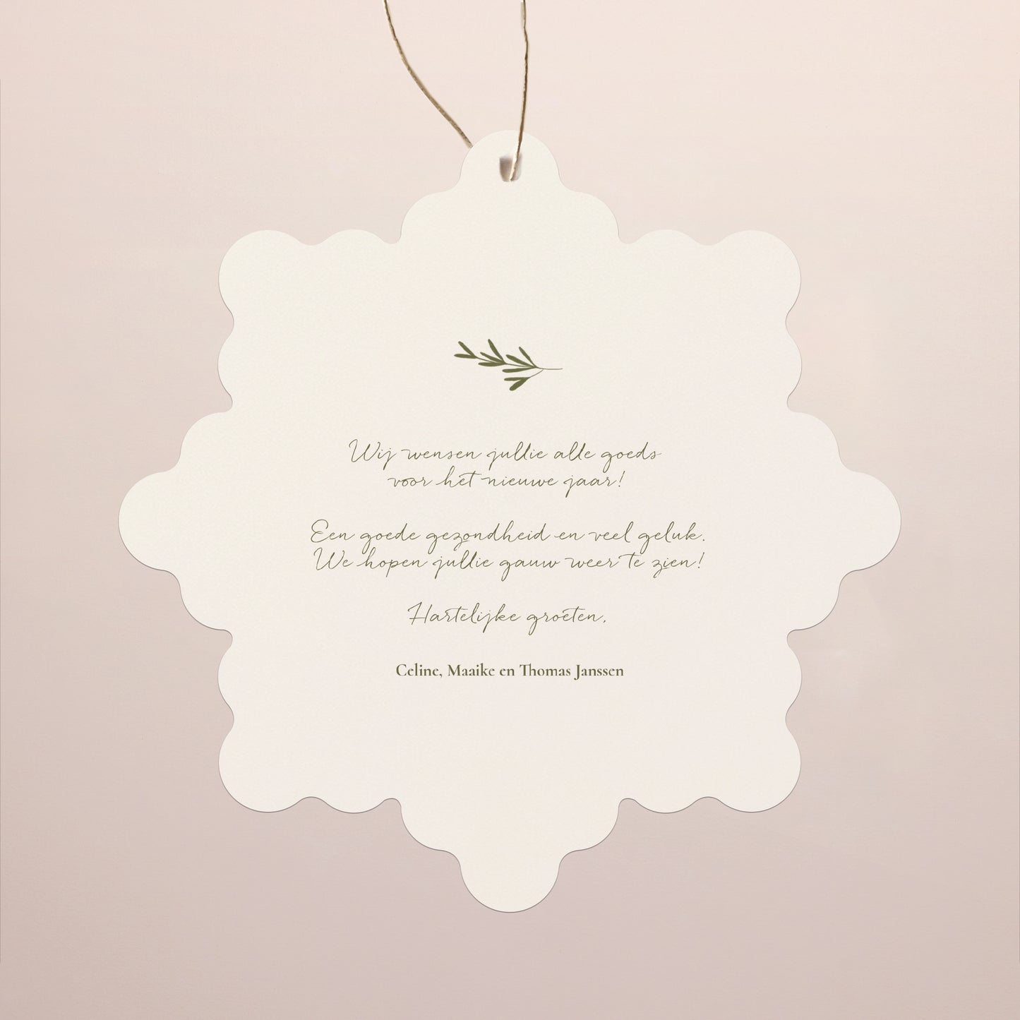 Kerstkaart Eindejaar Sneeuwvlok om op te hangen Kerstgeest II foto N° 2