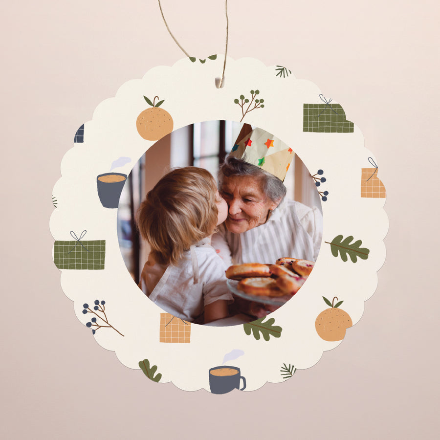 Wenskaart Eindejaar Om op te hangen. Kerstgeest II foto