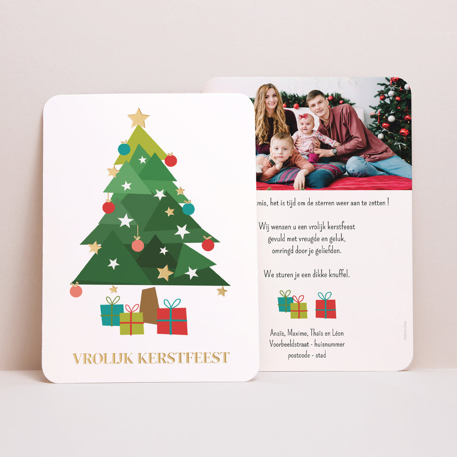 Kerstkaart Eindejaar Portret, afgeronde randen Sapins foto