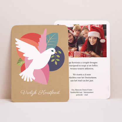 Kerstkaart Eindejaar Portret, afgeronde randen Colombe foto N° 1