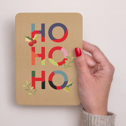 Kerstkaart Eindejaar Portret, afgeronde randen Hohoho foto N° 2