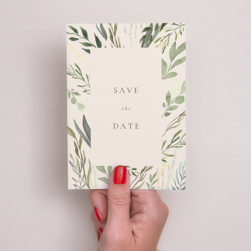 Save the date kaart Huwelijk Portret Plantaardig, goudglitter foto N° 2