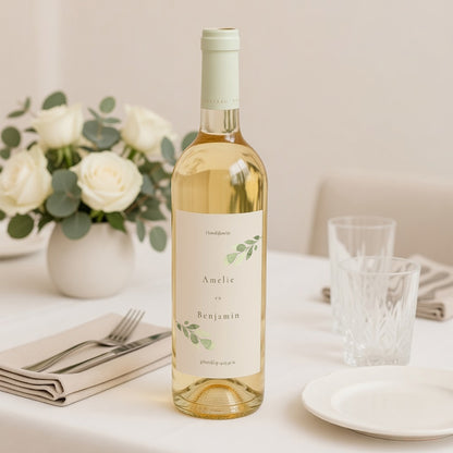 Flesetiket Huwelijk Portret Plantaardig, goudglitter foto N° 2