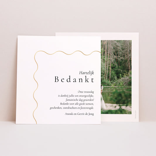 Bedankkaart Huwelijk Vierkant Rimpelingen van liefde foto