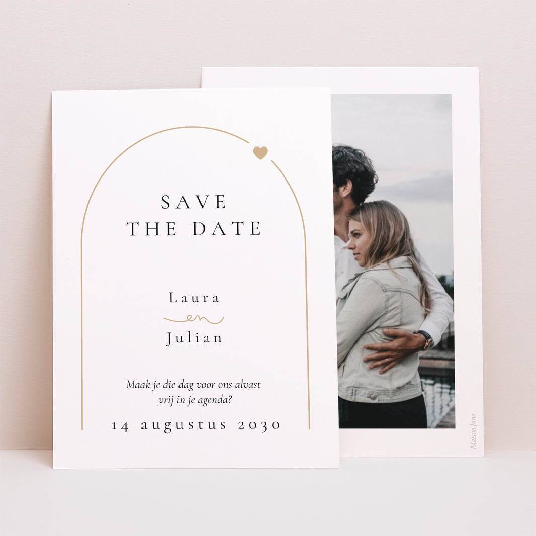 Save the date kaart Huwelijk Portret Oneindige liefde foto N° 1