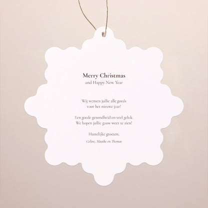 Kerstkaart Eindejaar Sneeuwvlok om op te hangen Winterzonnewende foto N° 2