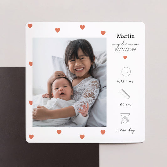 Uitnodigingskaart Geboorte Set van 9, magnetisch. Atout Coeur foto