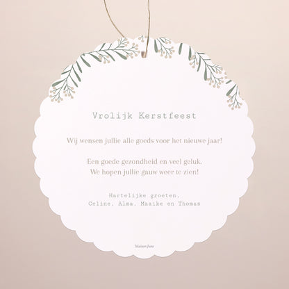 Kerstkaart Eindejaar Om op te hangen. streng Sneeuwvlok en bal foto N° 2