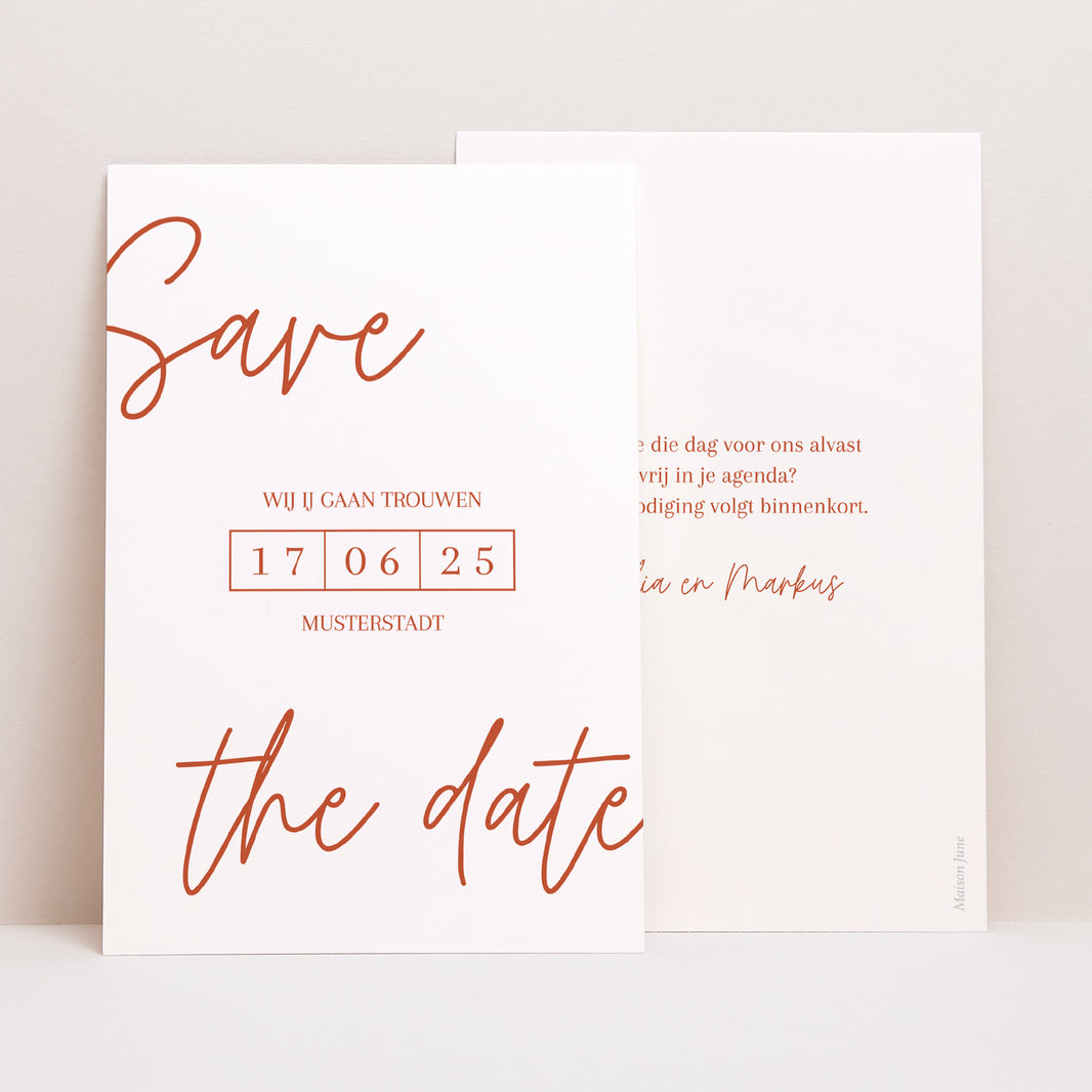 Save the date kaart Huwelijk Portret Elegante typografie foto N° 1