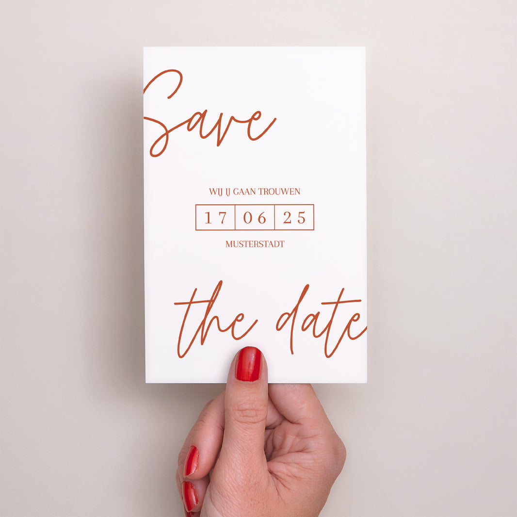 Save the date kaart Huwelijk Portret Elegante typografie foto N° 2