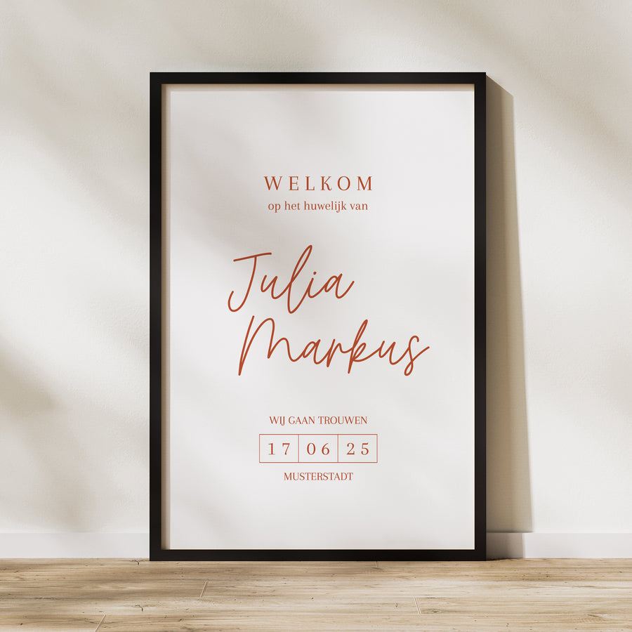 Welkomstbord Huwelijk Portret 60 x 90 cm Elegante typografie foto