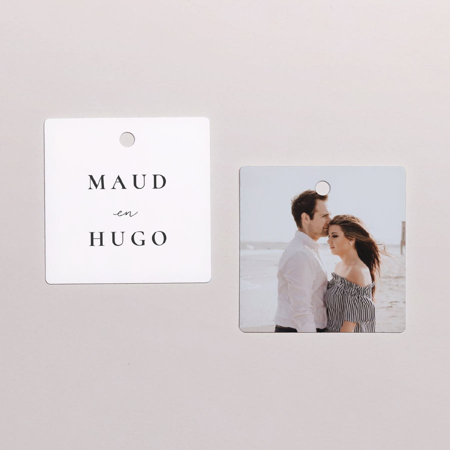 Cadeaulabel Huwelijk Vierkant Trio & Typo foto