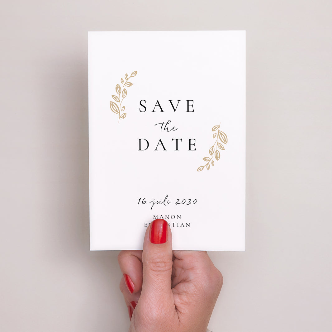 Save the date kaart Huwelijk Portret Plant Ark foto N° 2