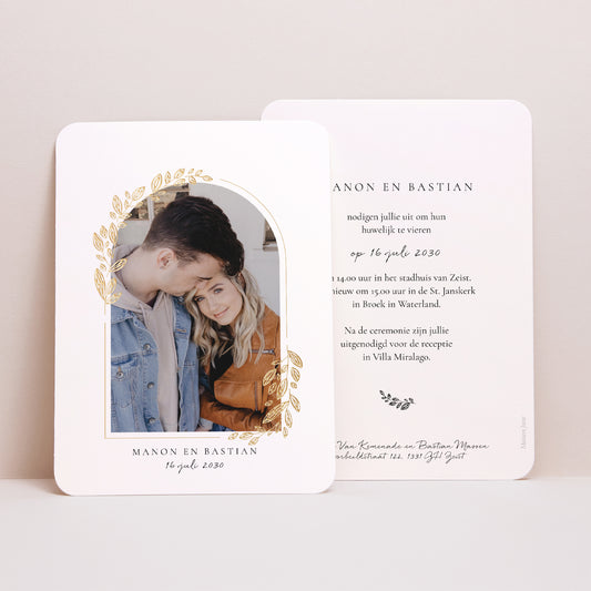 Uitnodigingskaart Huwelijk Portret, afgeronde randen Plant Ark foto