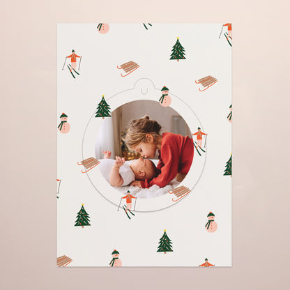 Kerstkaart Eindejaar Afneembaar De skiër foto N° 2