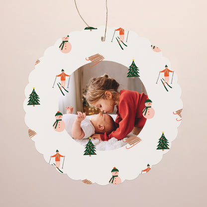 Kerstkaart Eindejaar Om op te hangen. De skiër foto N° 1