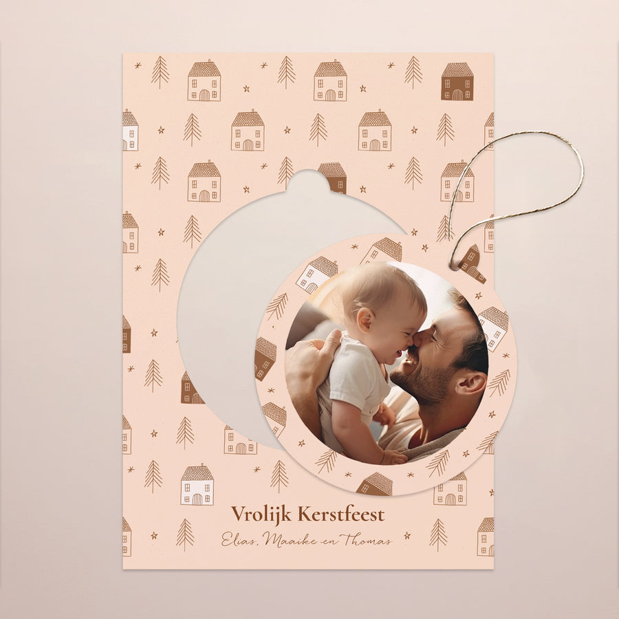 Kerstkaart Eindejaar Afneembaar Winterhuizen foto