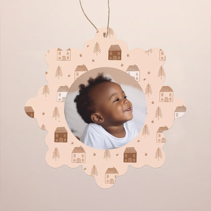 Kerstkaart Eindejaar Sneeuwvlok om op te hangen Winterhuizen foto N° 1