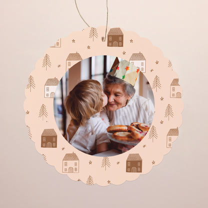 Kerstkaart Eindejaar Om op te hangen. Winterhuizen foto N° 1