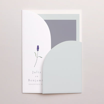 Uitnodigingskaart Huwelijk Map 2 kaarten lavendel aquarel foto N° 1