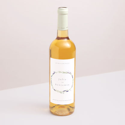 Flesetiket Huwelijk Portret lavendel aquarel foto N° 1