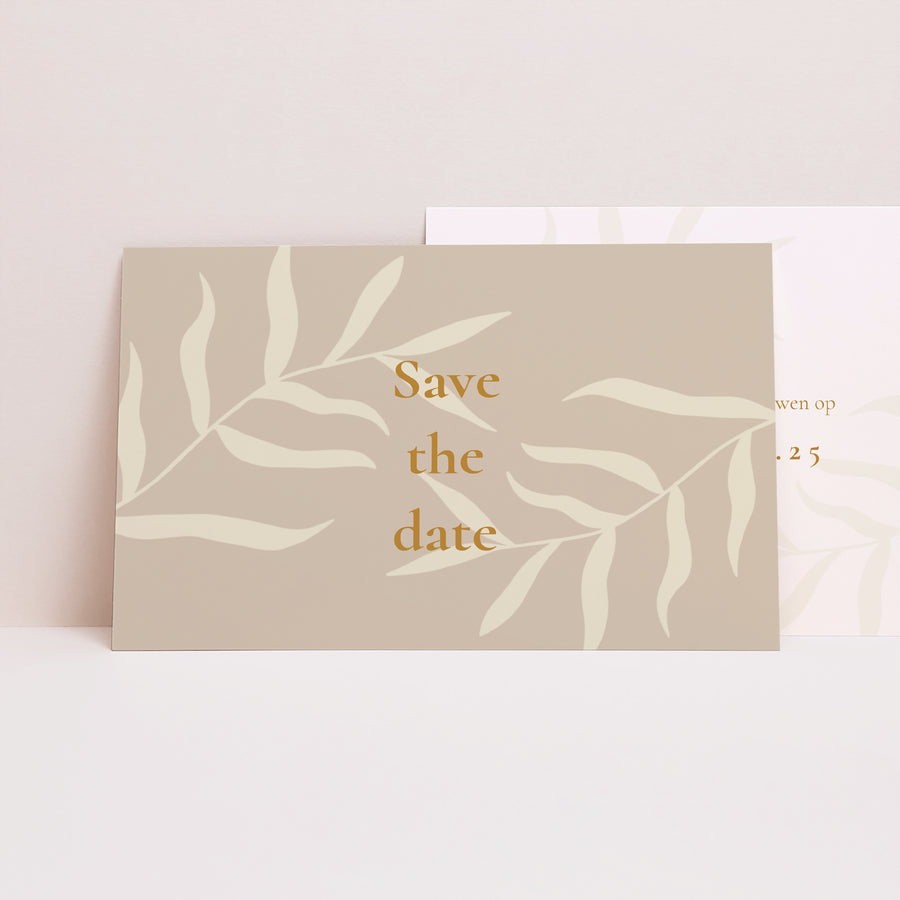 Save the date kaart Huwelijk Landschap Bohème Chic foto