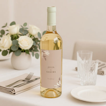 Flesetiket Huwelijk Portret Boheems bloemig foto N° 2