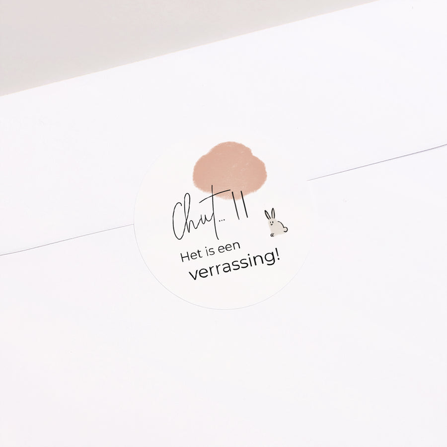 Sticker Geboorte Cirkel Getekend konijn foto
