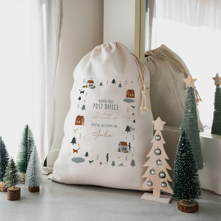Kerstman zak Objecten Groot formaat Kerstdorp foto