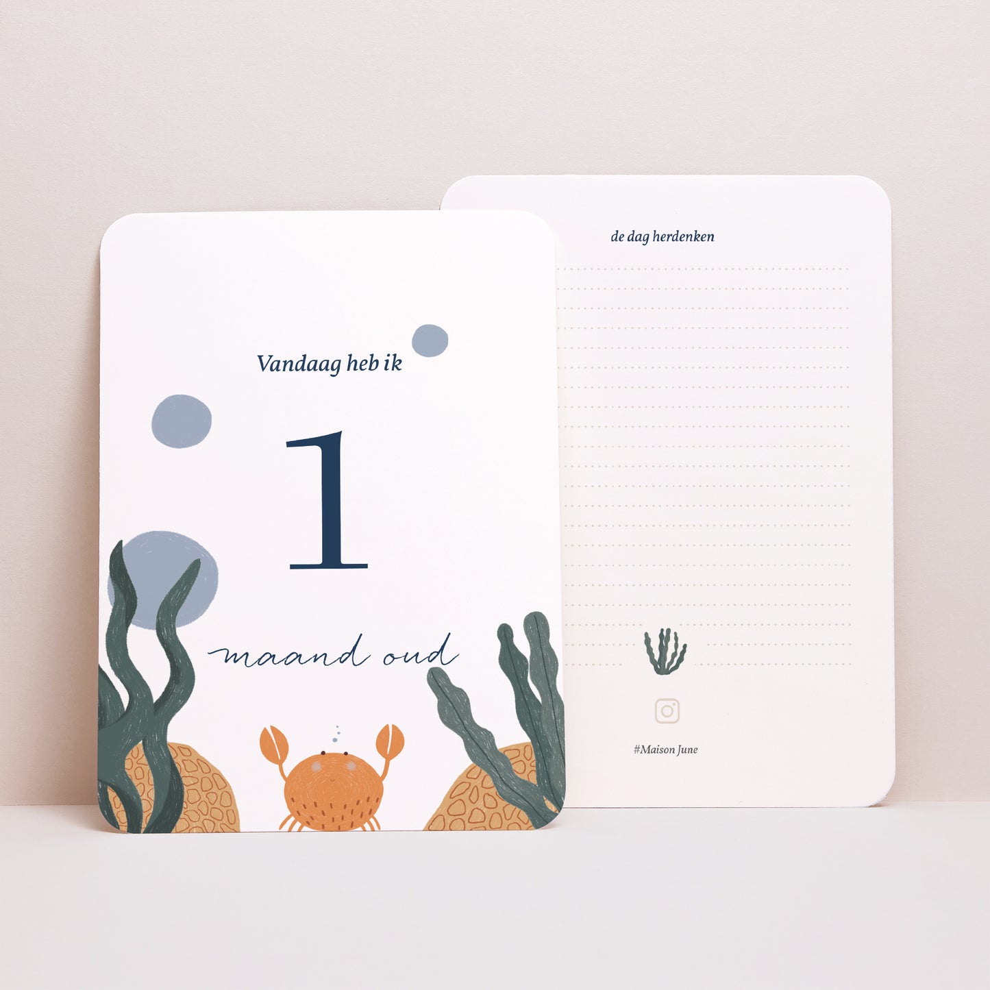 Babystapkaarten Geboorte Set van 12 Er waren eens zeedieren foto N° 4