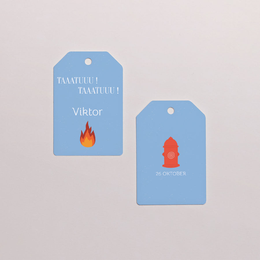 Cadeaulabel Kinderverjaardag Vlag Brandweerman in brand! foto