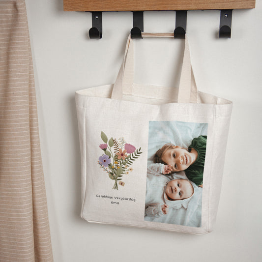 Tote Bag Objecten Handgreep van canvas Feestboeket foto