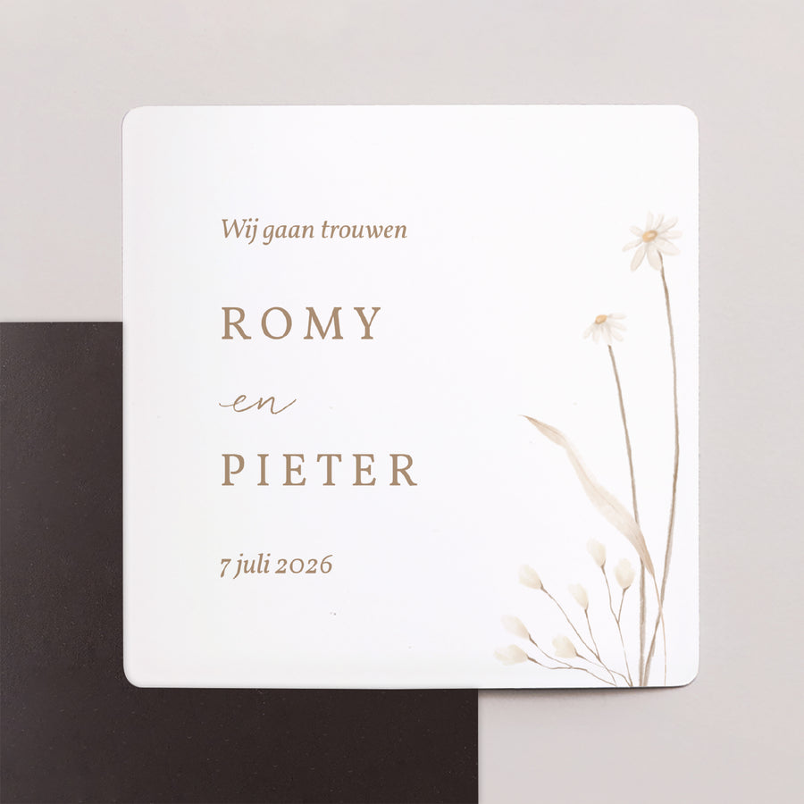 Save the date kaart Huwelijk Set van 9, magnetisch. Wilde bloemen foto