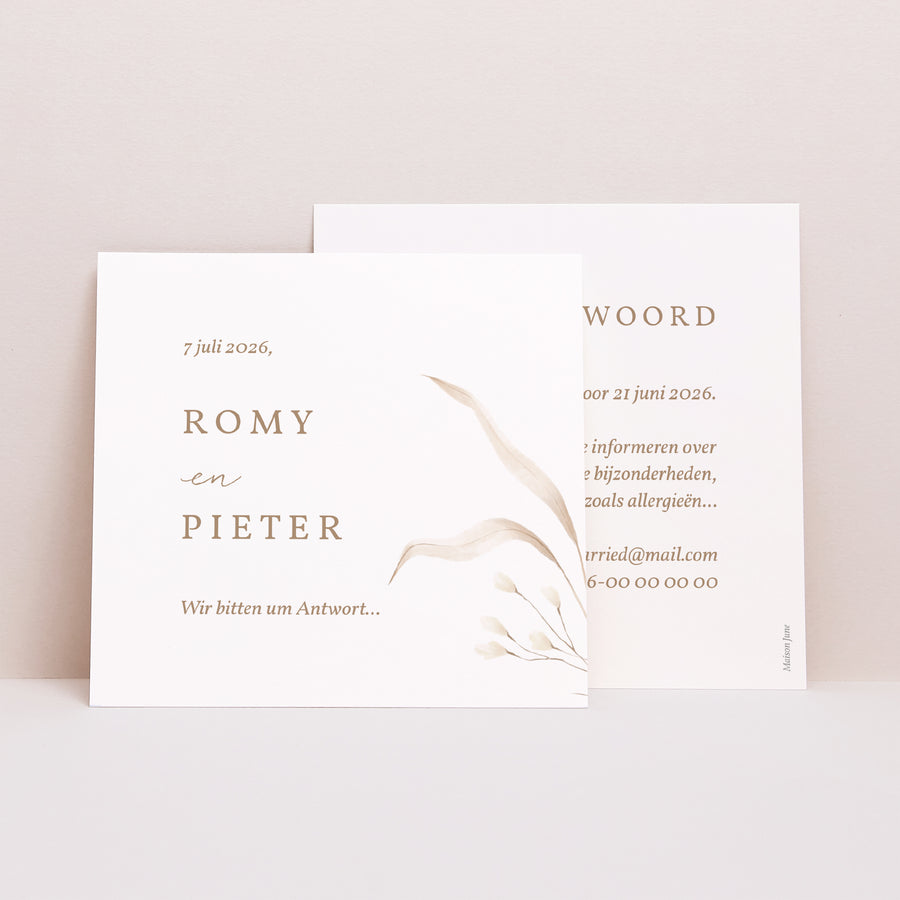 RSVP kaart Huwelijk Vierkant Wilde bloemen foto