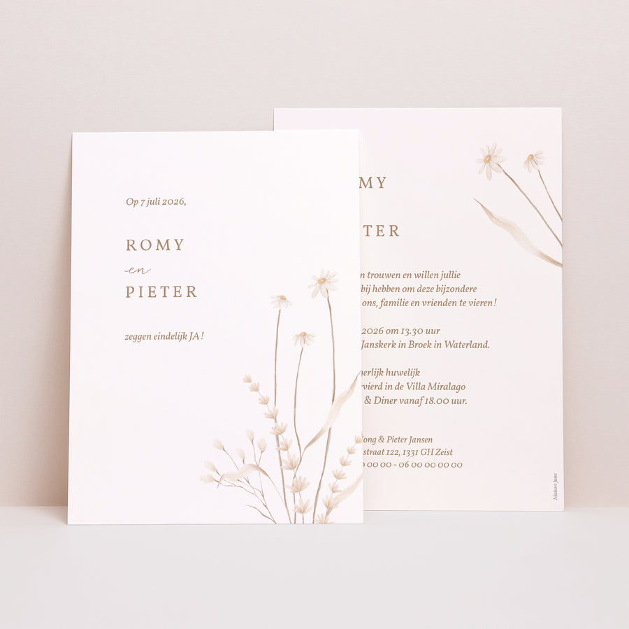 Uitnodigingskaart Huwelijk Wilde bloemen foto