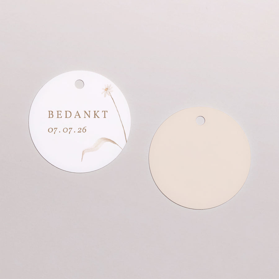 Cadeaulabel Huwelijk Ronde Wilde bloemen foto