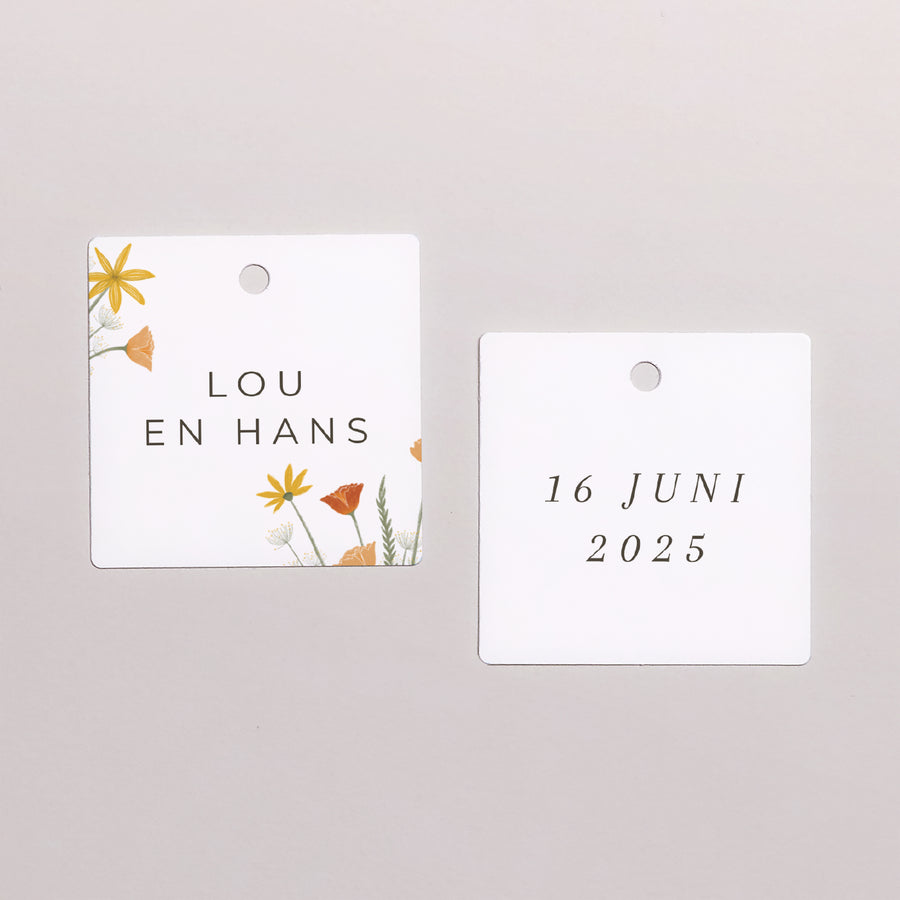 Cadeaulabel Huwelijk Vierkant foto