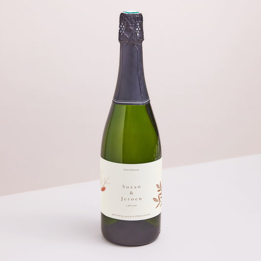 Flesetiket Huwelijk Landschap. Boheems boeket foto