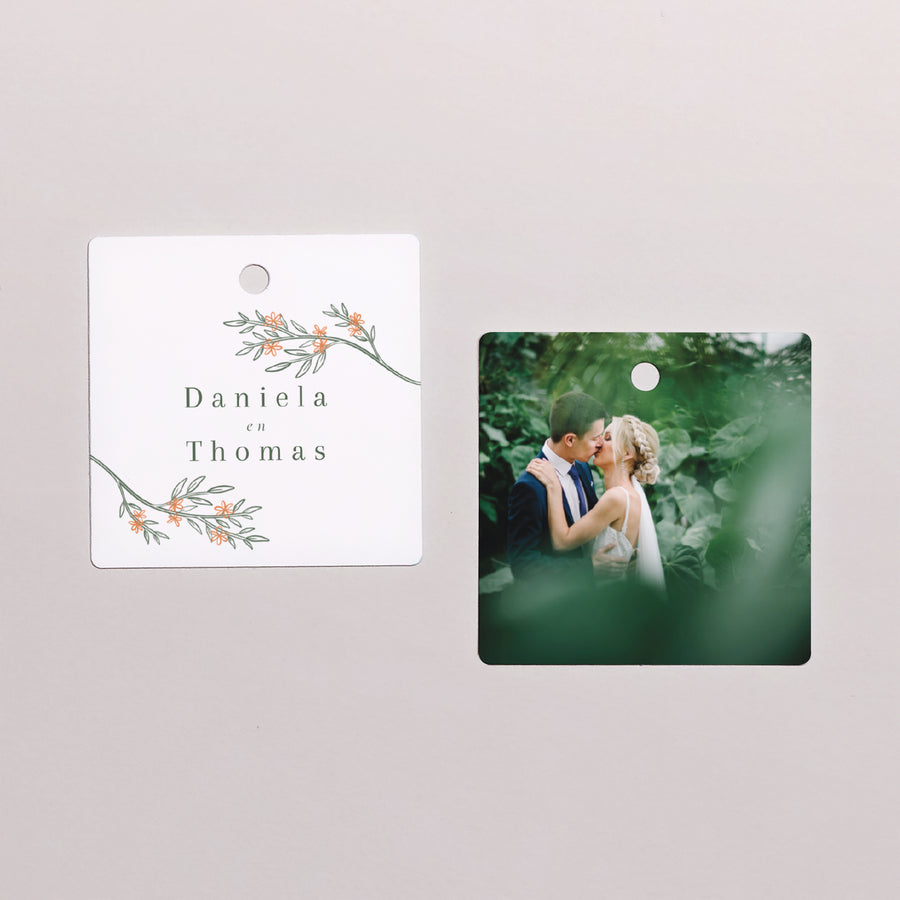 Cadeaulabel Huwelijk Vierkant Plantenbak II foto
