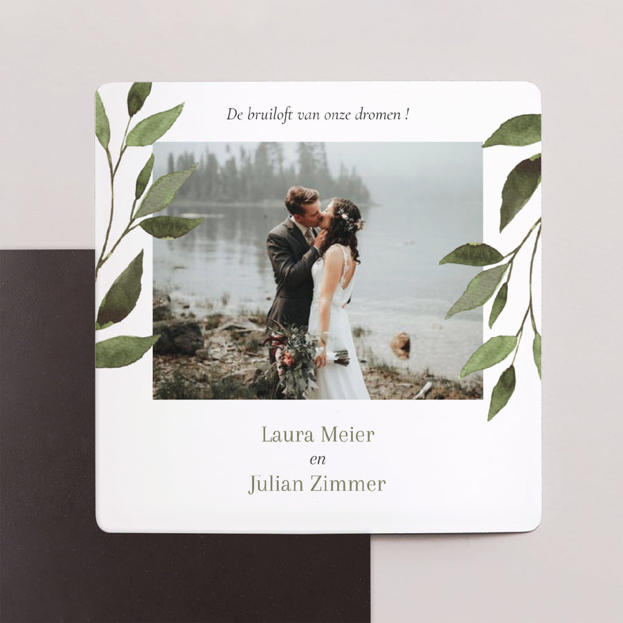 Bedankkaart Huwelijk Set van 9, magnetisch. Golvende planten foto