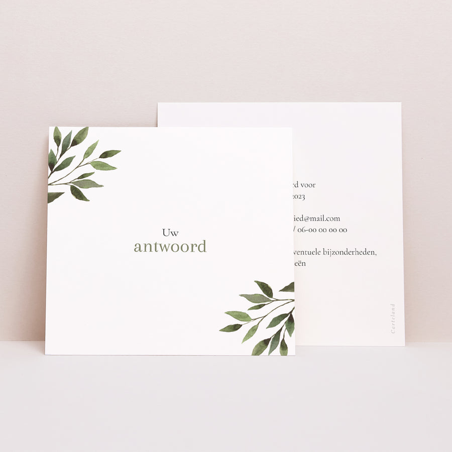 RSVP kaart Huwelijk Vierkant Golvende planten foto