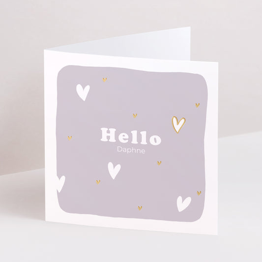 Uitnodigingskaart Geboorte Dubbel vierluik Motief hart vergulding foto