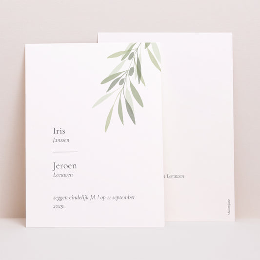 Save the date kaart Huwelijk Portret Tak van Olivier II foto