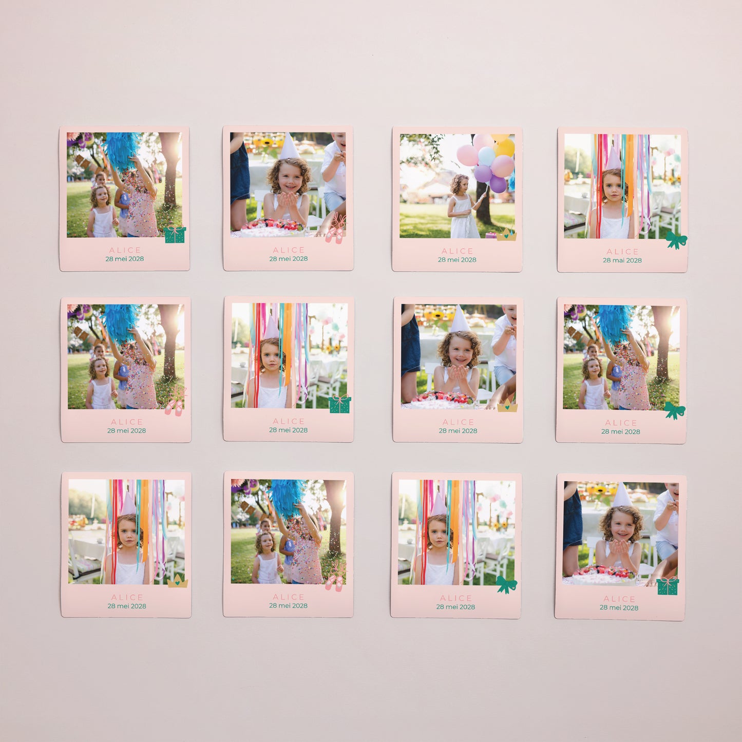 Fotoprint Kinderverjaardag Set van 12, magnetisch Kleine prinses foto N° 1